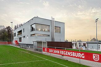 Exterior view of the training ground and the SSV Jahn Regensburg building.